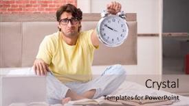  Presentation with bed - Presentation theme featuring thesis management - young student studying in bed background and a  colored foreground