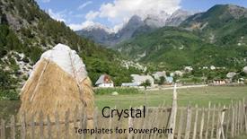  Presentation with albania - Colorful PPT theme enhanced with theth village in the shala valley albania backdrop and a coral colored foreground