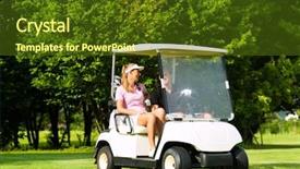  Presentation with golf course - Colorful presentation theme enhanced with they driving with golf car backdrop and a tawny brown colored foreground