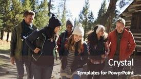  Presentation with cabin forest - PPT layouts with they hike past a cabin background and a tawny brown colored foreground