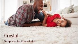  Presentation with father son and looking - Colorful slides enhanced with they play game in lounge backdrop and a lemonade colored foreground