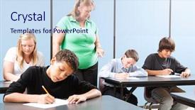  Presentation with high school students - Slide set featuring they take and achievement test background and a sky blue colored foreground