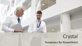  Presentation with walk - Presentation design featuring they walk through modern hospital background and a light gray colored foreground