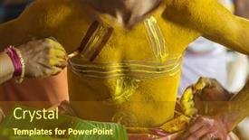  Presentation with india festival - Cool new PPT theme with theyyam-artist-preparing-to-perform backdrop and a tawny brown colored foreground