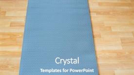  Presentation with blue yellow - Cool new presentation theme with thick anti slip blue fitness yoga practice or meditation mat made of pvc on yellow laminate wooden floor backdrop and a light blue colored foreground