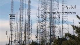  Presentation with array - Slide set having thick array of communication towers background and a light blue colored foreground