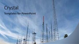  Presentation with array - Amazing presentation theme having thick array of communication towers backdrop and a teal colored foreground
