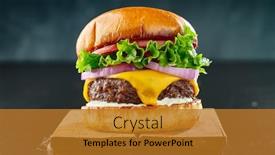  Presentation with lettuce - Cool new slide set with thick-cheeseburger-with-american-cheese backdrop and a gold colored foreground