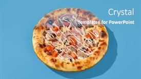  Presentation with minimalist - Presentation consisting of thick-crust-pizza-with-ham background and a teal colored foreground