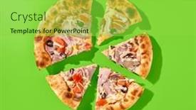  Presentation with modern food - Presentation theme featuring thick-crust-pizza-with-ham background and a seafoam green colored foreground
