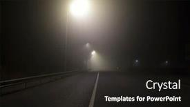  Presentation with asphalt road - Presentation theme consisting of thick fog above the asphalt road in the night outside the city background and a dark gray colored foreground