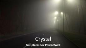  Presentation with fog - Amazing presentation theme having thick fog above the asphalt road in the night in the city backdrop and a dark gray colored foreground