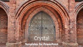  Presentation with vintage interior brick wall - Amazing presentation design having thick-metal-gates-on-brick backdrop and a coral colored foreground