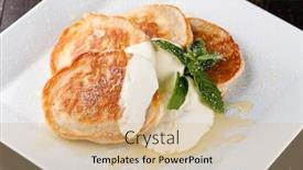  Presentation with pancake - Slide deck with thick pancake with sour cream and syrup background and a soft green colored foreground