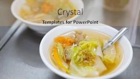  Presentation with market food - Presentation design enhanced with thick-rice-noodles-ding-bian background and a coral colored foreground