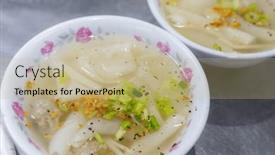  Presentation with noodles - Slide set having thick-rice-noodles-ding-bian background and a coral colored foreground