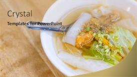  Presentation with food market - PPT layouts with thick-rice-noodles-ding-bian background and a coral colored foreground