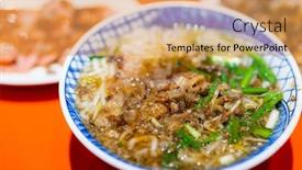  Presentation with noodles - Presentation theme enhanced with thick-rice-noodles-taitung background and a yellow colored foreground