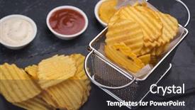  Presentation with potato chips - Colorful PPT theme enhanced with thick ridge cut potato chips backdrop and a  colored foreground