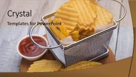  Presentation with potato chips - Audience pleasing theme consisting of thick ridge cut potato chips backdrop and a yellow colored foreground