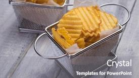  Presentation with corrugated potato chips - Slides having thick ridge cut potato chips background and a gray colored foreground