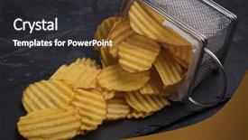  Presentation with corrugated potato chips - Colorful PPT layouts enhanced with thick ridge cut potato chips backdrop and a dark gray colored foreground