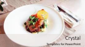  Presentation with molecular - Colorful slide set enhanced with thick sauce and molecular backdrop and a lemonade colored foreground