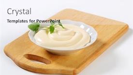  Presentation with mayonnaise - PPT theme enhanced with close-up of spoon of yogurt with blueberries background and a gray colored foreground