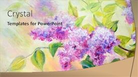  Presentation with lilac bush - PPT theme consisting of thickets-of-lilac-bush background and a soft green colored foreground