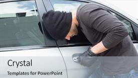  Presentation with broad - Colorful PPT layouts enhanced with thief breaking into a car backdrop and a  colored foreground