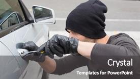  Presentation with broad - Slide set featuring thief breaking into car background and a dark gray colored foreground