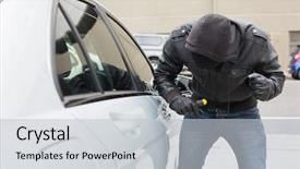  Presentation with broad - Presentation theme consisting of thief breaking into car background and a light gray colored foreground