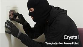  Presentation with safe - Colorful PPT theme enhanced with thief burglar during home safe backdrop and a black colored foreground