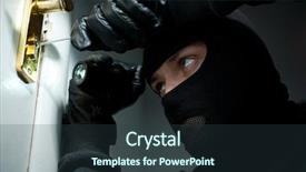  Presentation with alarm - Beautiful theme featuring security alarm - thief burglar opening door backdrop and a tawny brown colored foreground