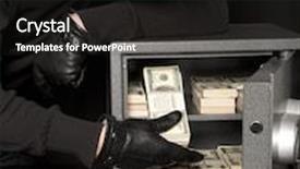  Presentation with safe - Theme having thief burglar stealing money during home safe codebreaking background and a black colored foreground