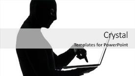  Presentation with criminal profiling - Slides enhanced with thief criminal computer hacker background and a light gray colored foreground