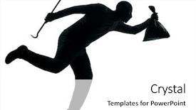  Presentation with criminal profiling - Beautiful PPT theme featuring thief criminal running in silhouette backdrop and a white colored foreground