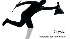  Presentation with running women shoes silhouette - Slide set consisting of thief criminal running in silhouette background and a white colored foreground