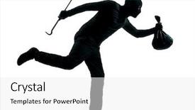  Presentation with studio - Beautiful PPT theme featuring thief criminal running in silhouette backdrop and a  colored foreground