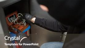  Presentation with crime scene - Slide deck featuring thief in mask stealing valuable background and a dark gray colored foreground