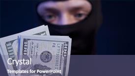  Presentation with black man - PPT layouts enhanced with thief man in black mask background and a ocean colored foreground