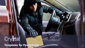  Presentation with car - Theme having thief-stealing-a-handbag background and a tawny brown colored foreground