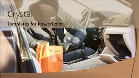  Presentation with car seat - Slide set with thief-stealing-from-a-handbag background and a coral colored foreground