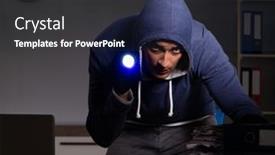  Presentation with personal data - Slide deck having thief-trying-to-steal-personal background and a  colored foreground