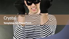  Presentation with dark - PPT layouts consisting of thief-with-handcuffs-on-dark background and a coral colored foreground