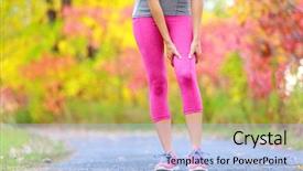  Presentation with sports injury - Slide set featuring thigh woman running muscle strain background and a light blue colored foreground