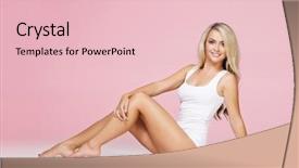  Presentation with weight loss lose text - Colorful theme enhanced with thin - fit and sporty girl posing backdrop and a lemonade colored foreground