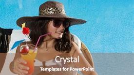  Presentation with beautiful fresh leaves water drops - Colorful PPT layouts enhanced with thin air - young beautiful woman outdoors sitting backdrop and a coral colored foreground