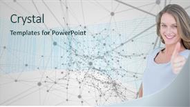  Presentation with composite - Amazing presentation theme having thin blue line - digital composite of smiling woman backdrop and a  colored foreground