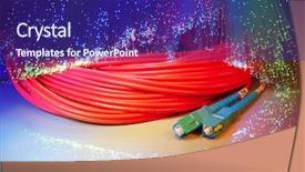  Presentation with fiber optics - Presentation theme enhanced with thin blue line - fiber optics close-up modern computer background and a navy blue colored foreground